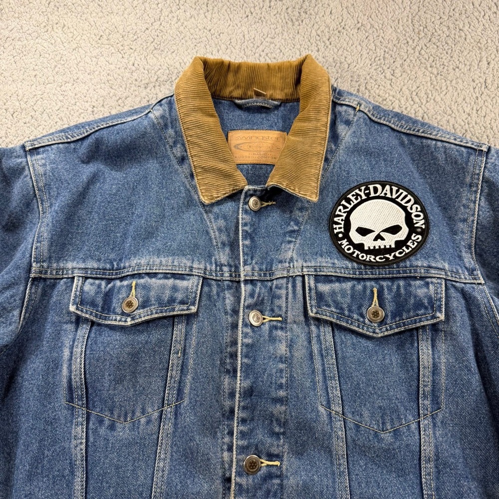 Vintage‎ Swingster Ranger Denim Jacket Harley Davidson Patch Mens Medium Lined